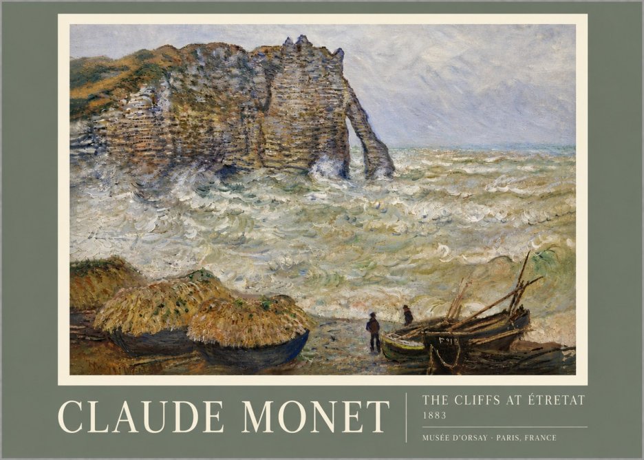 Monet The Cliffs at Etretat No5 - Poszter