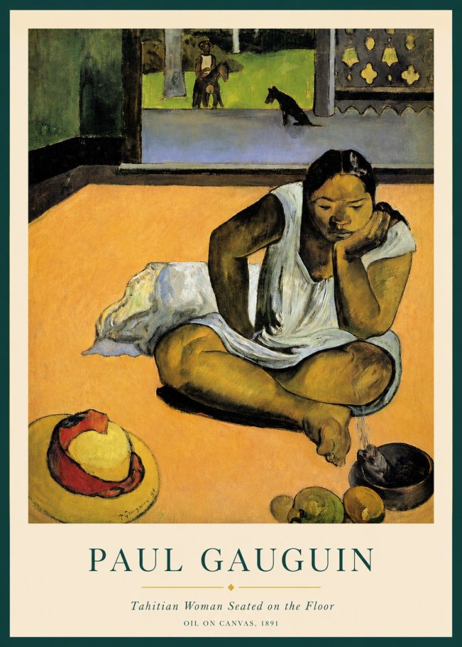 Paul Gauguin Tahitian Woman Seated on the Floor No3 - Poszter