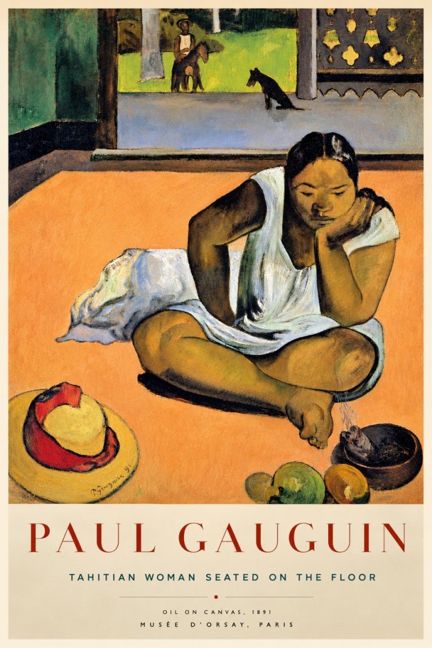 Paul Gauguin Tahitian Woman Seated on the Floor No5 - Poszter