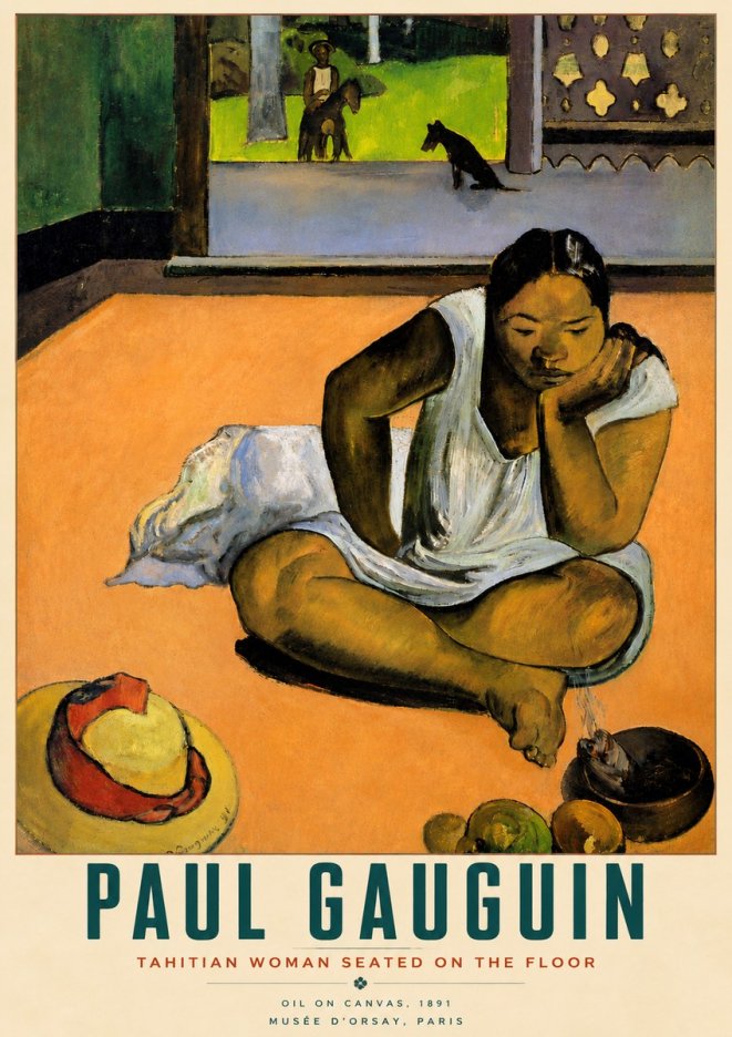 Paul Gauguin Tahitian Woman Seated on the Floor No6 - Poszter