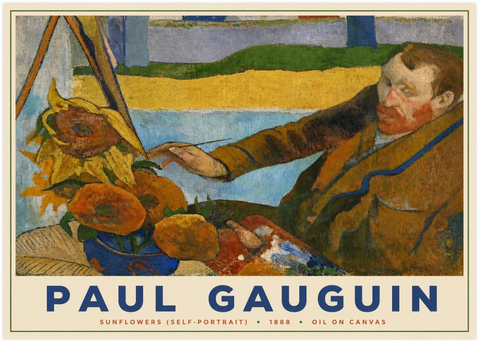 Paul Gauguin The Artist and His Sunflowers No5 - Poszter