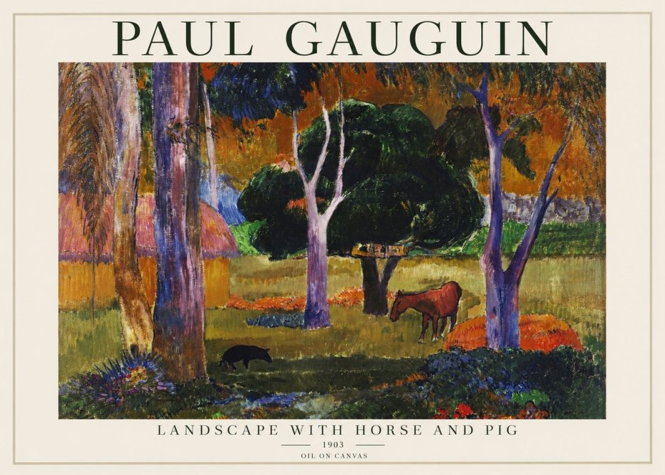 Paul Gauguin Landscape with Horse and Pig No1 - Poszter