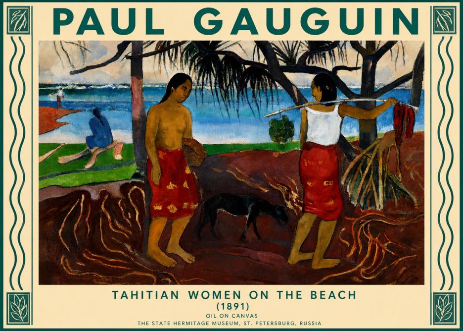 Paul Gauguin Tahitian Women on the Beach (1891) No3 - Poszter