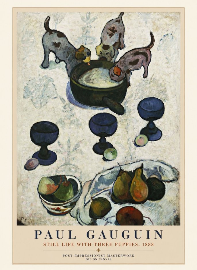 Paul Gauguin Still Life with Three Puppies, 1888 No1 - Poszter