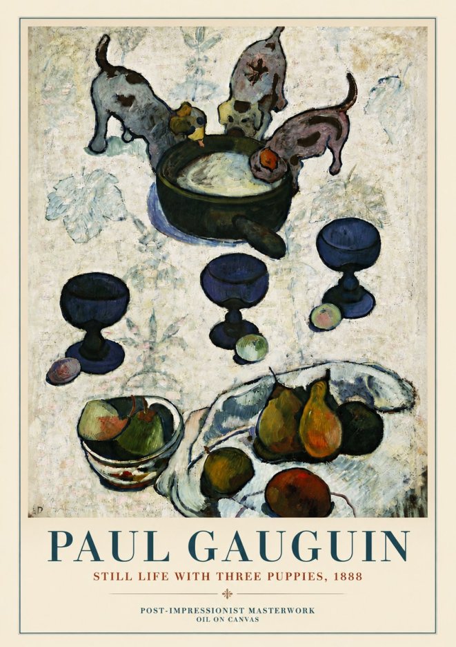 Paul Gauguin Still Life with Three Puppies, 1888 No3 - Poszter