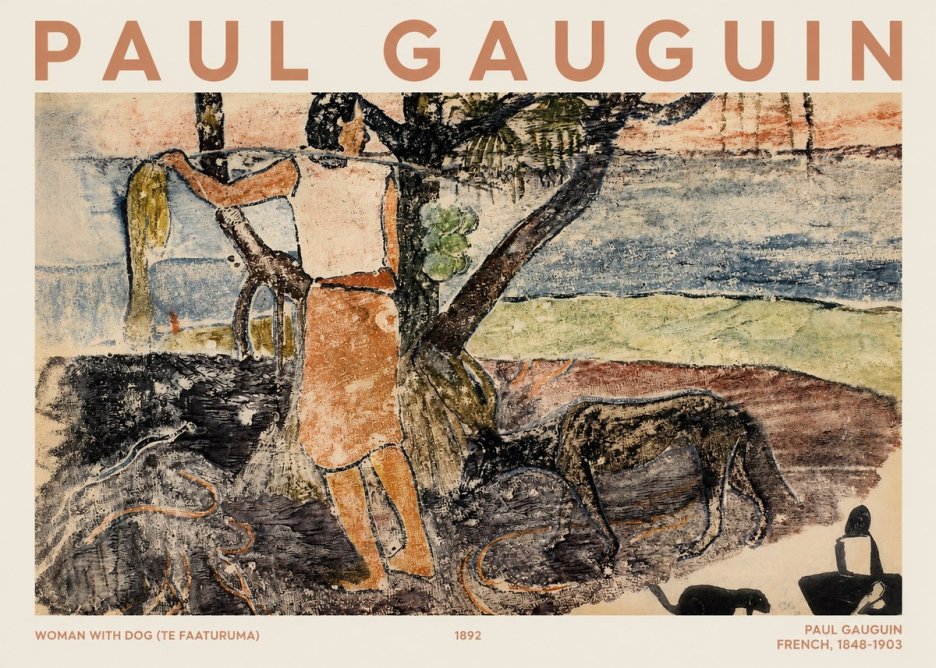 Paul Gauguin Woman with Dog (Te Faaturuma) No1 - Poszter