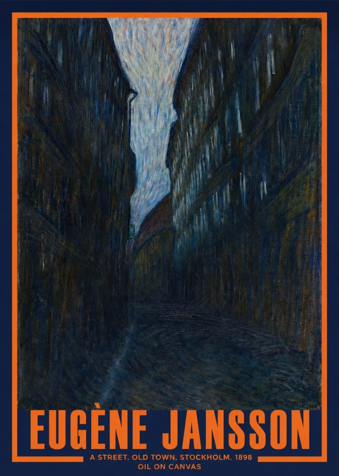 Eugène Jansson A Street. Old Town, Stockholm. 1898 No2 - Poszter