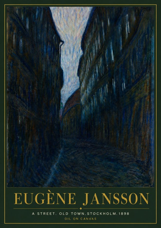 Eugène Jansson A Street. Old Town, Stockholm. 1898 No5 - Poszter
