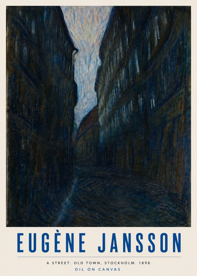Eugène Jansson A Street. Old Town, Stockholm. 1898 No6 - Poszter