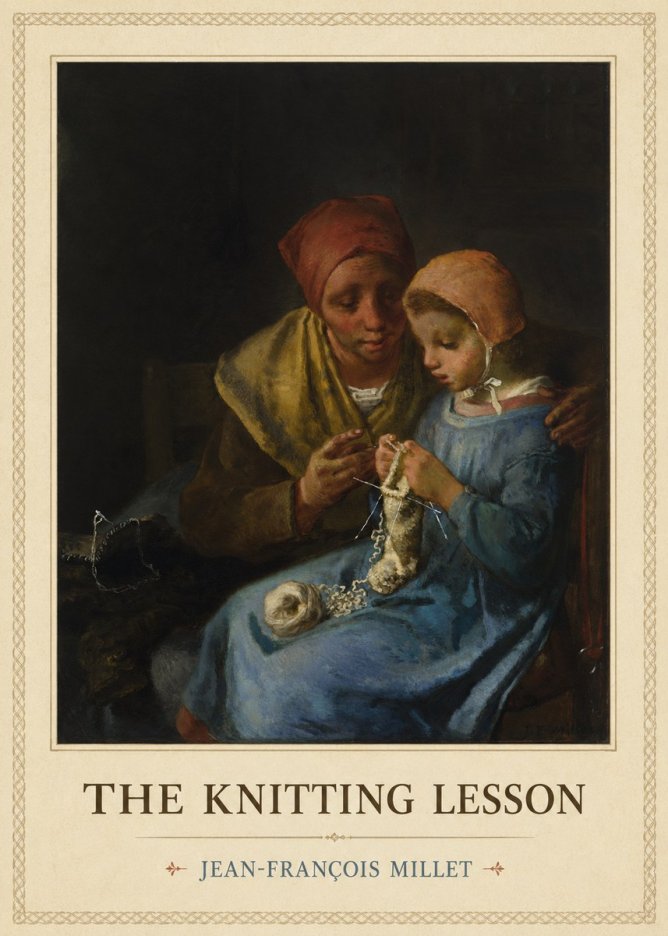 Jean-François Millet The Knitting Lesson I No4 - Poszter