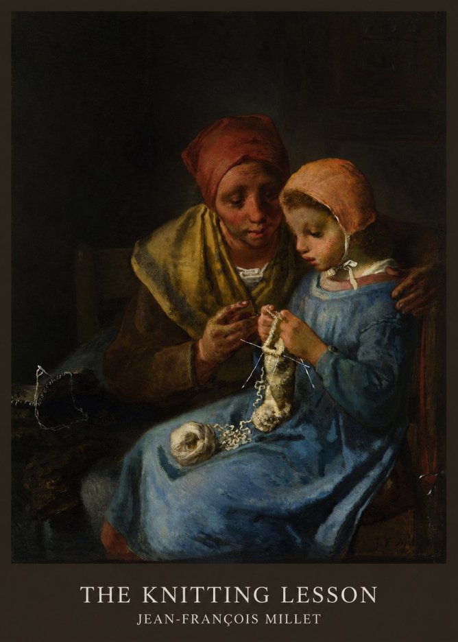 Jean-François Millet The Knitting Lesson I No5 - Poszter