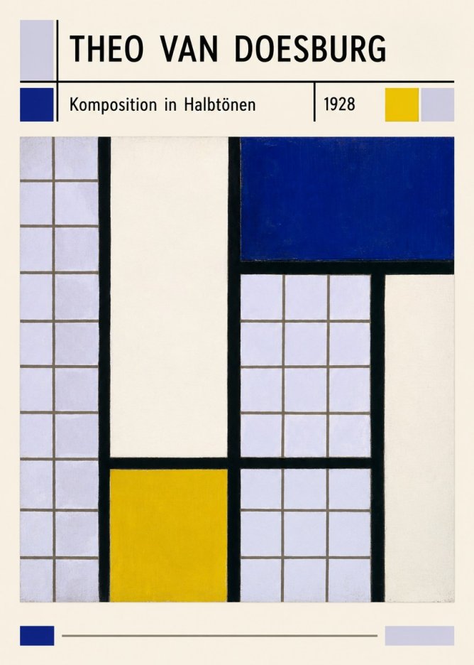 Theo van Doesburg Komposition in Halbtönen No6 - Poszter