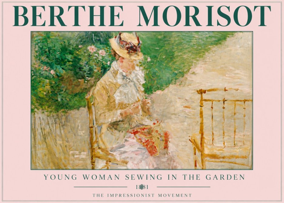 Berthe Morisot Young Woman Sewing in the Garden No5 - Poszter