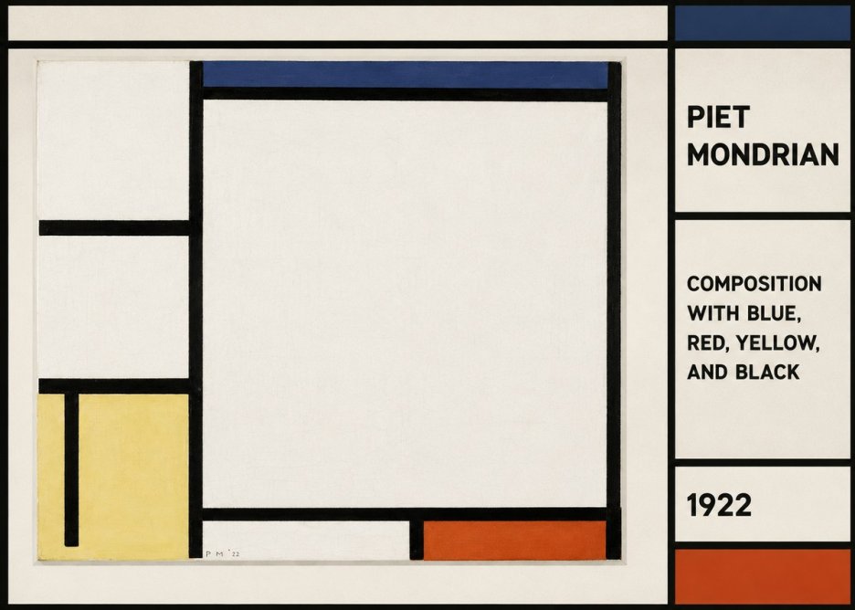 Piet Mondrian Composition with Blue, Red, Yellow, and Black No2 - Poszter