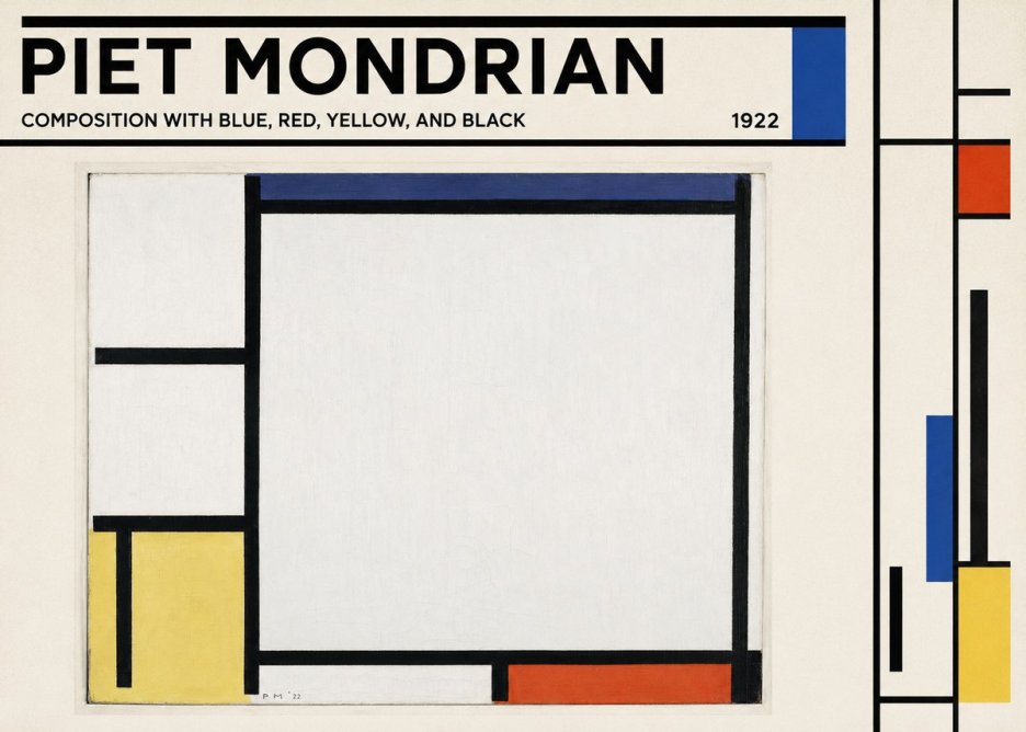 Piet Mondrian Composition with Blue, Red, Yellow, and Black No3 - Poszter