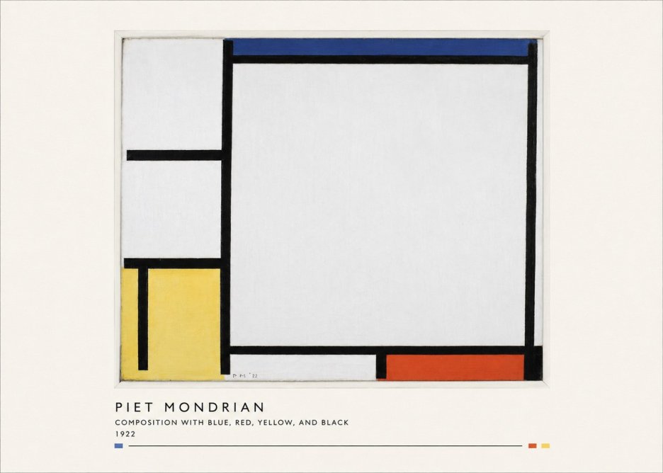 Piet Mondrian Composition with Blue, Red, Yellow, and Black No4 - Poszter