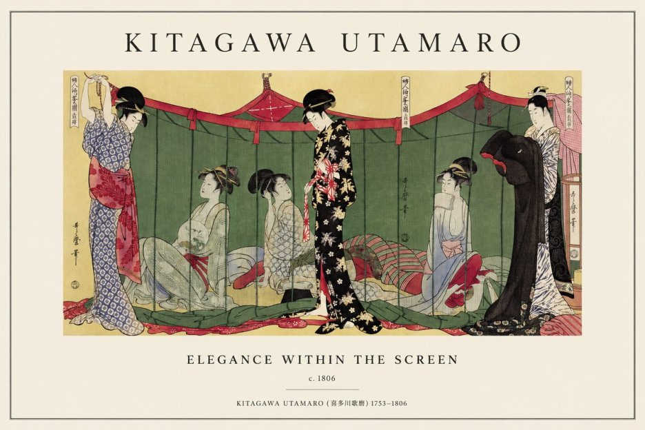 Kitagawa Utamaro Elegance Within the Screen No1 - Poszter