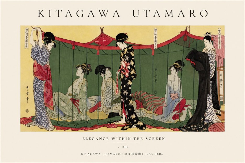 Kitagawa Utamaro Elegance Within the Screen No3 - Poszter