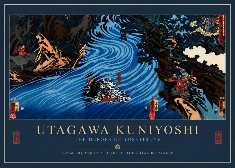 Utagawa Kuniyoshi The Heroes of Yoshitsune No5 - Poszter