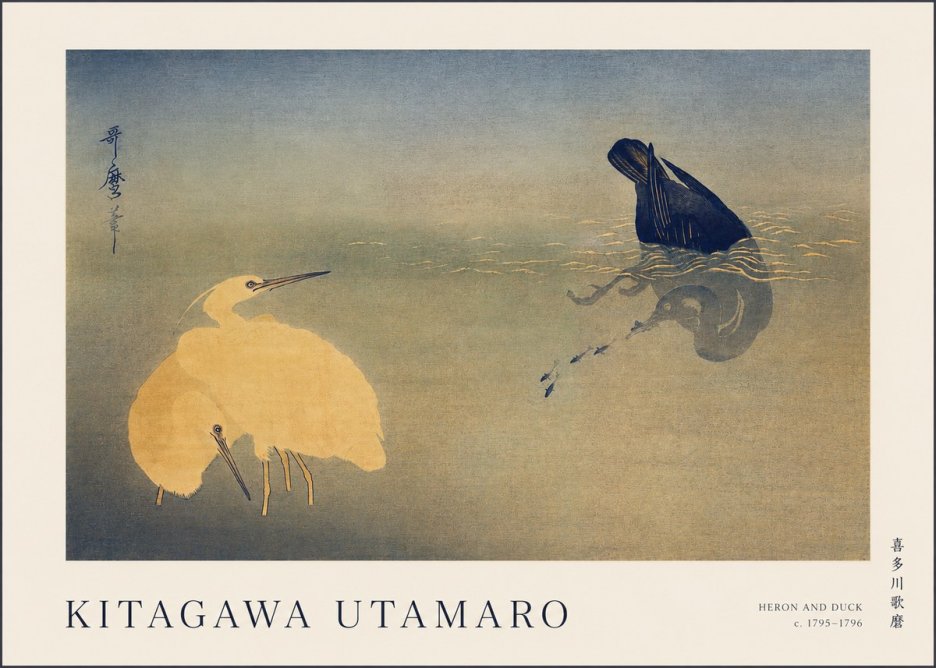 Kitagawa Utamaro Heron and Duck No1 - Poszter