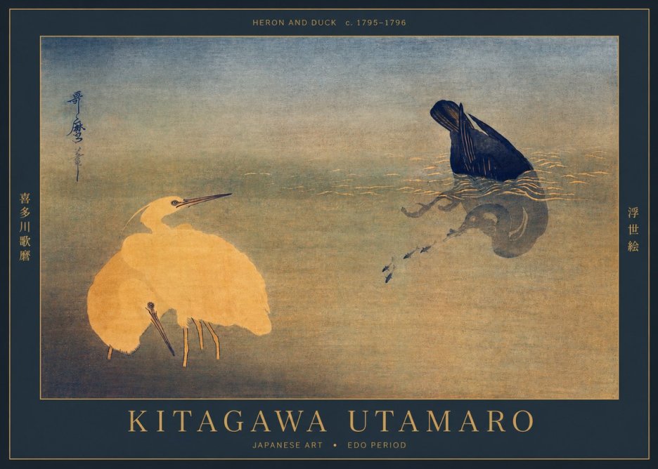 Kitagawa Utamaro Heron and Duck No2 - Poszter