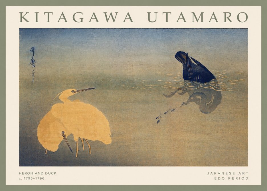 Kitagawa Utamaro Heron and Duck No4 - Poszter