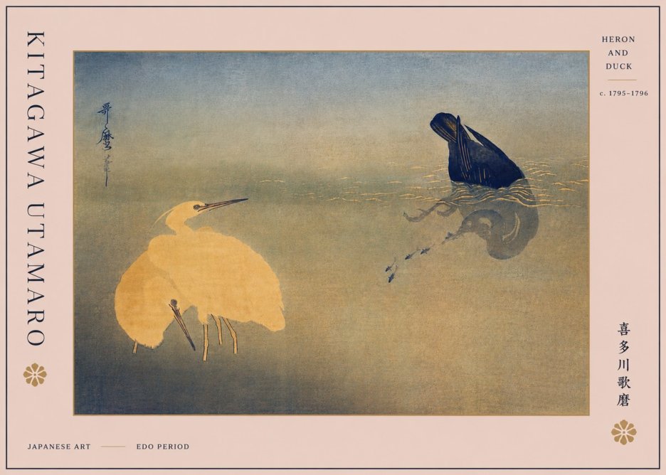 Kitagawa Utamaro Heron and Duck No5 - Poszter