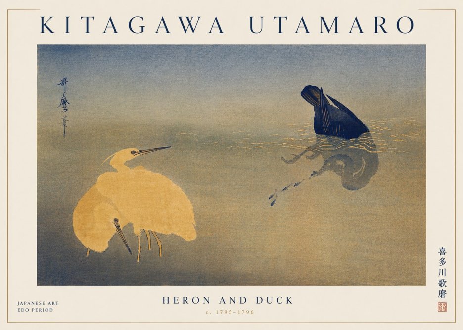 Kitagawa Utamaro Heron and Duck No6 - Poszter