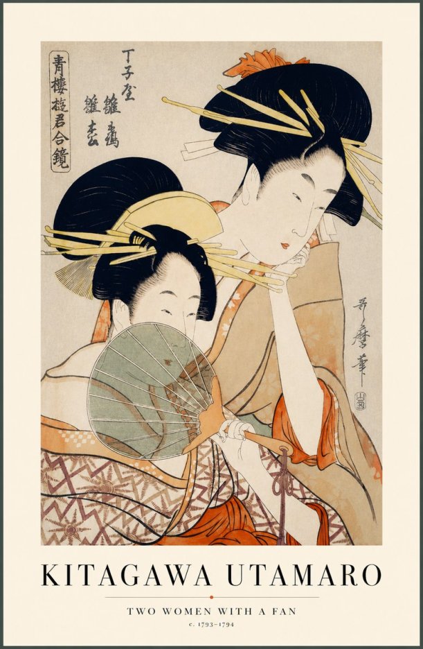 Kitagawa Utamaro Two Women with a Fan No1 - Poszter