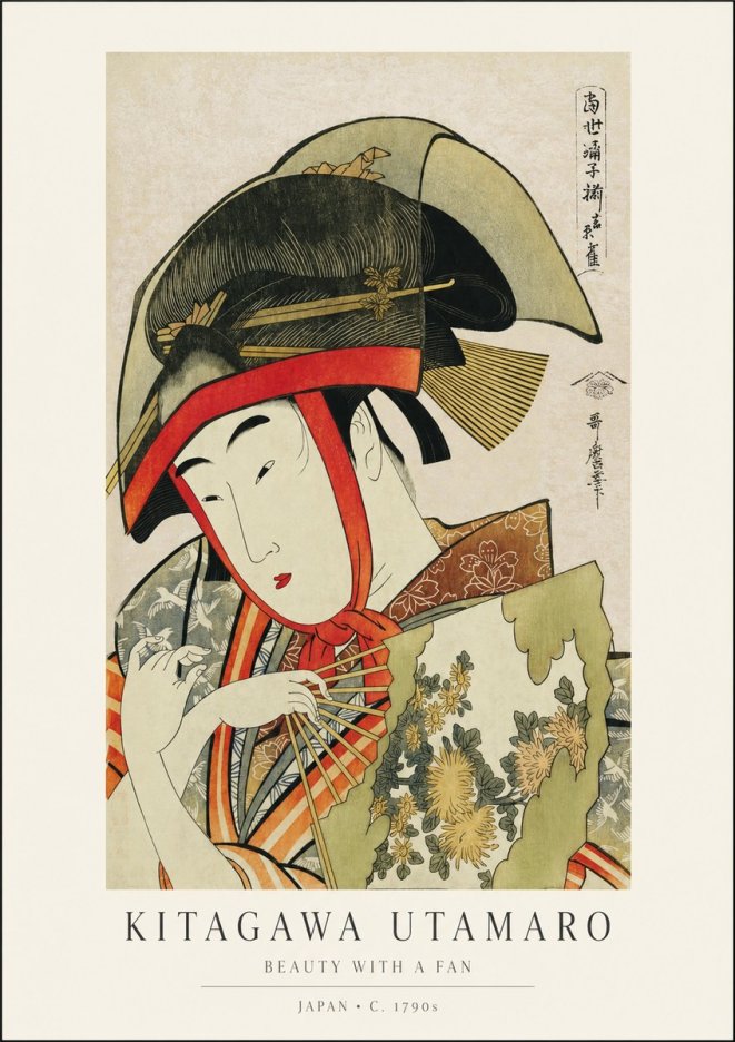 Kitagawa Utamaro Beauty with a Fan I No1 - Poszter