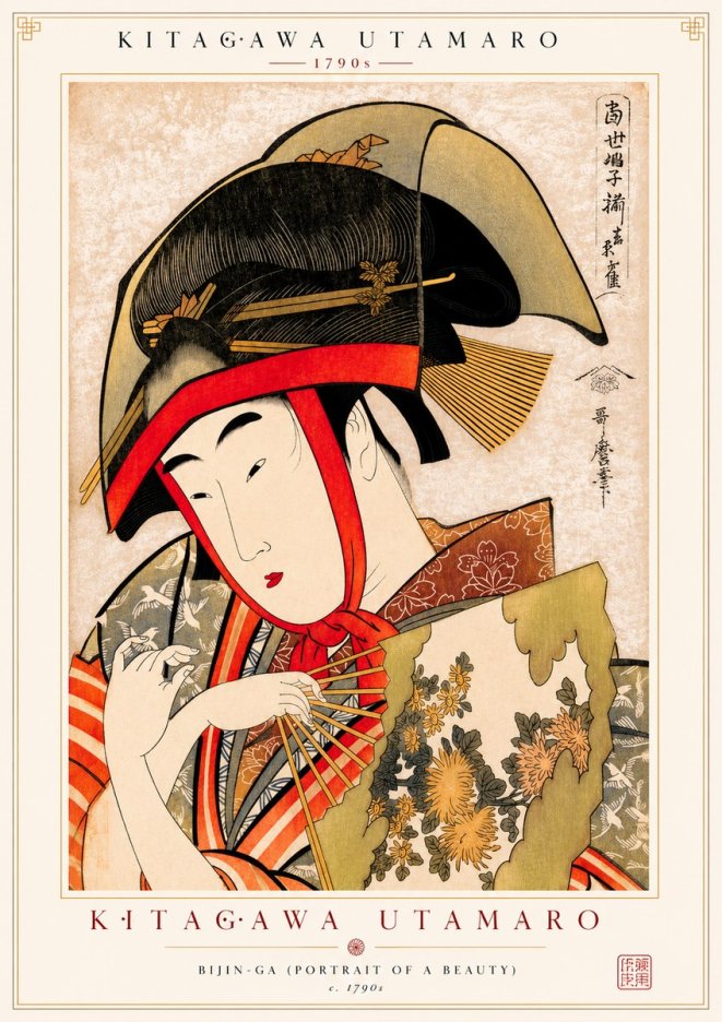 Kitagawa Utamaro Beauty with a Fan I No2 - Poszter