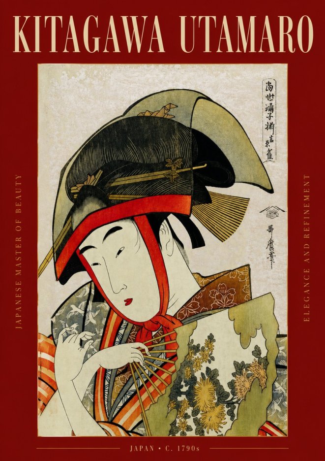 Kitagawa Utamaro Beauty with a Fan I No3 - Poszter