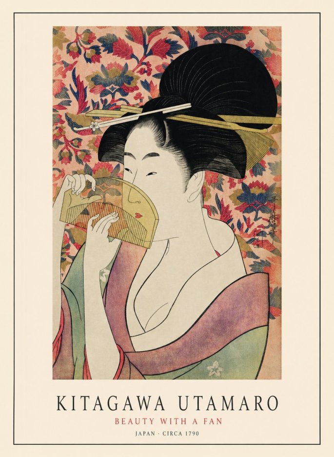 Kitagawa Utamaro Beauty with a Fan II No1 - Poszter