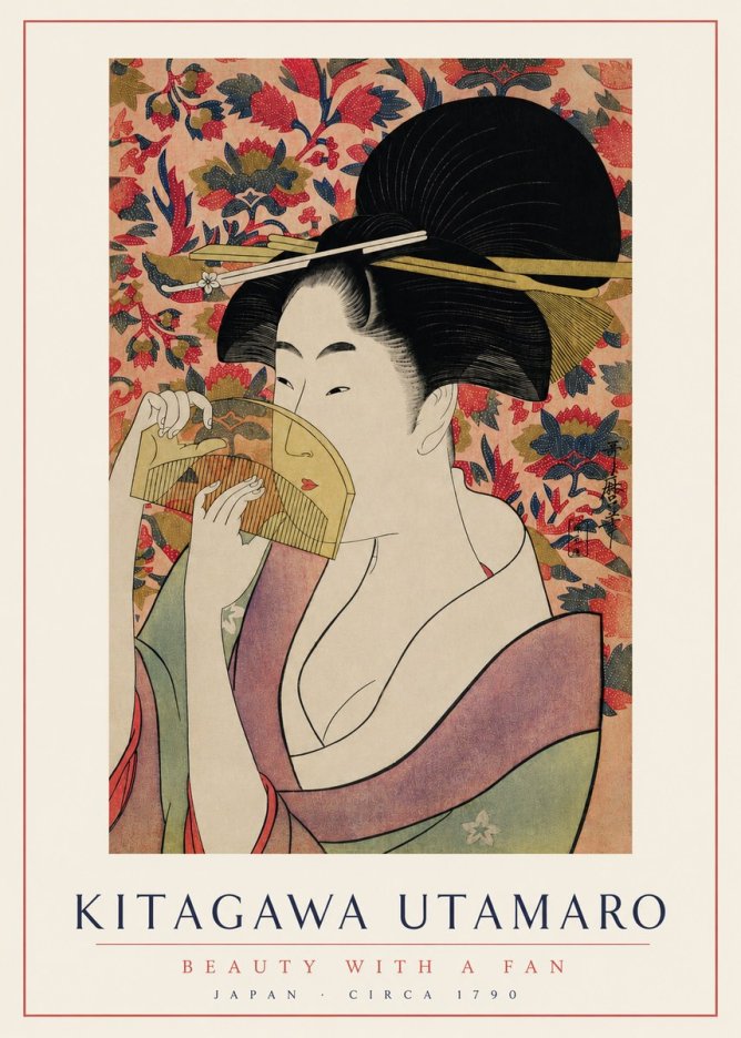 Kitagawa Utamaro Beauty with a Fan II No3 - Poszter