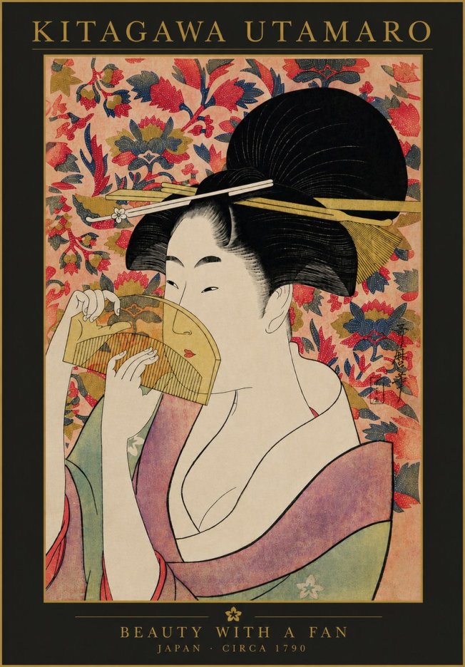 Kitagawa Utamaro Beauty with a Fan II No4 - Poszter