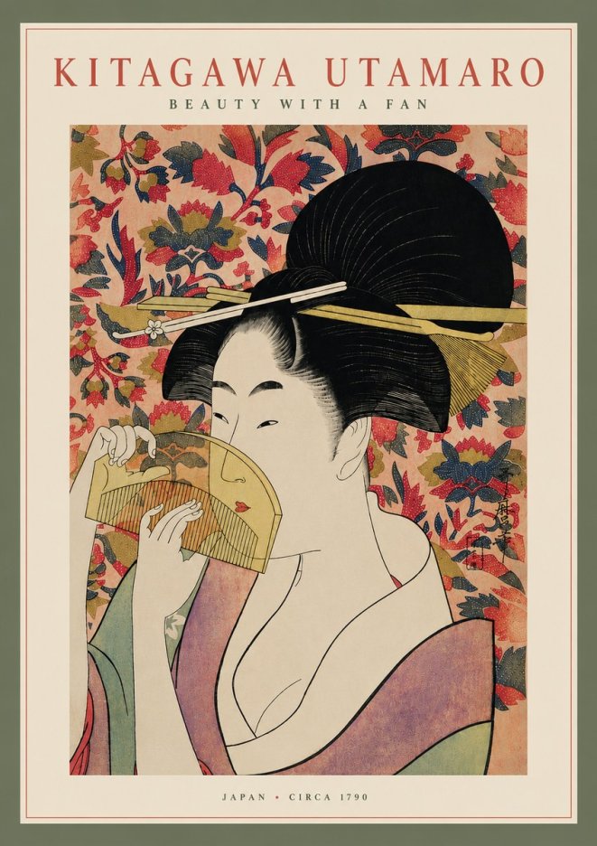 Kitagawa Utamaro Beauty with a Fan II No5 - Poszter