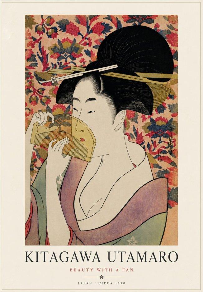 Kitagawa Utamaro Beauty with a Fan II No6 - Poszter