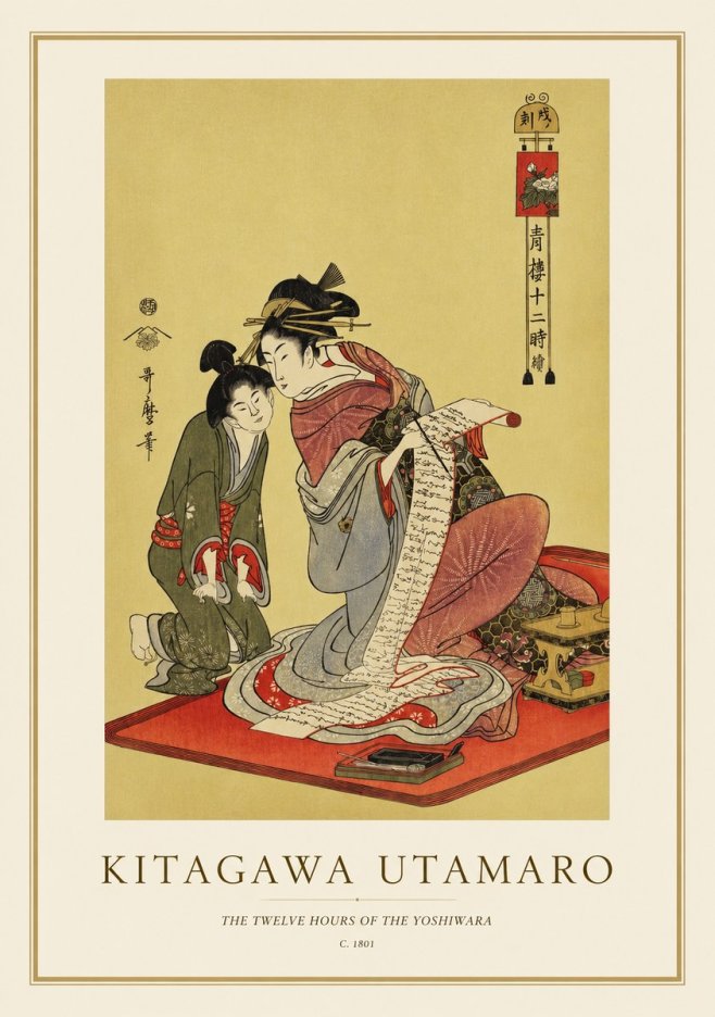 Kitagawa Utamaro The Twelve Hours of the Yoshiwara No1 - Poszter