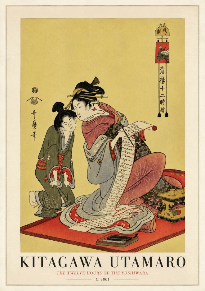 Kitagawa Utamaro The Twelve Hours of the Yoshiwara No3 - Poszter