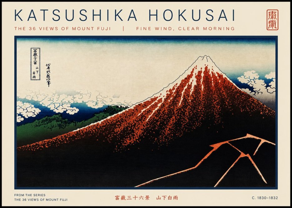 Katsushika Hokusai Fine Wind, Clear Morning No5 - Poszter