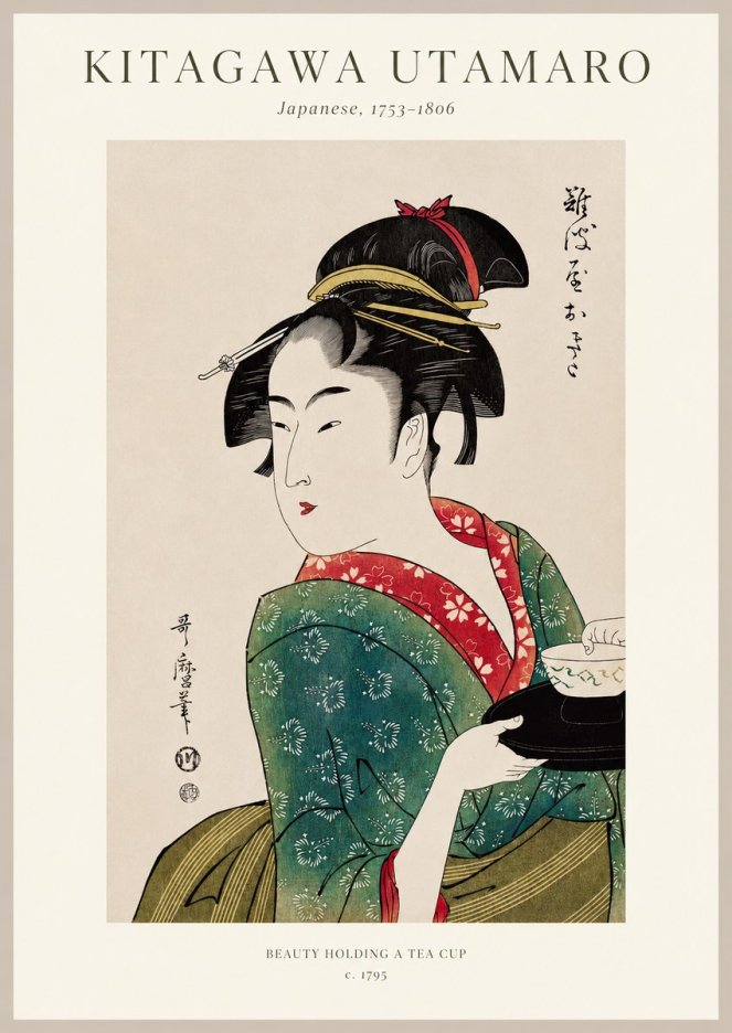 Kitagawa Utamaro Beauty Holding a Tea Cup No1 - Poszter