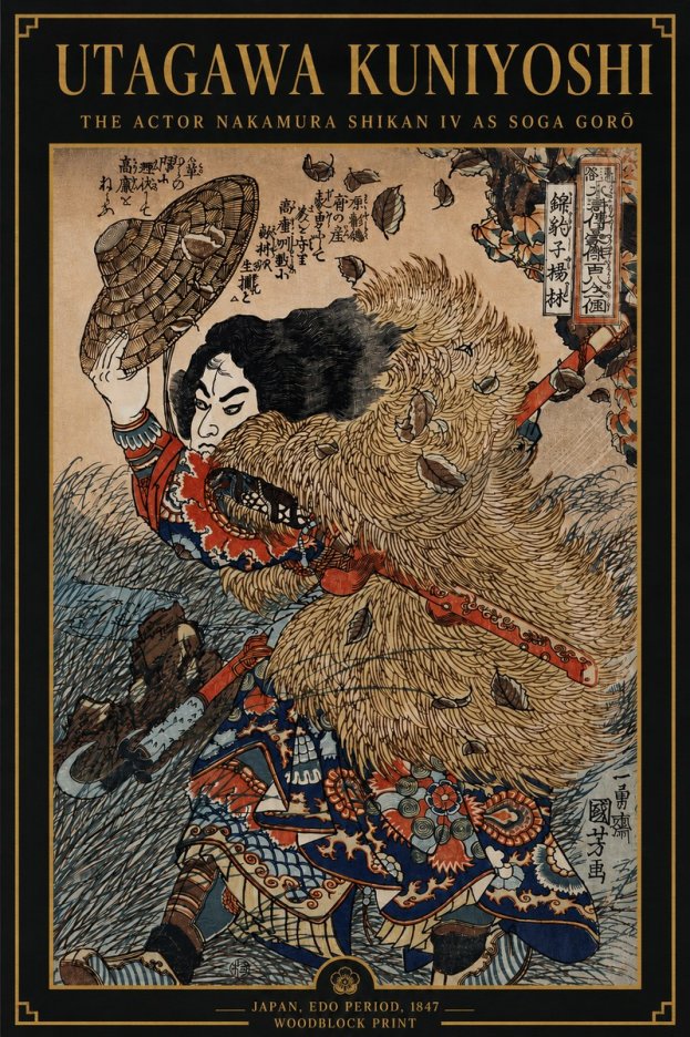 Utagawa Kuniyoshi The Actor Nakamura Shikan Iv as Soga Gorō No4 - Poszter