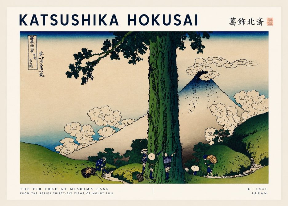 Katsushika Hokusai The Fir Tree at Mishima Pass No5 - Poszter