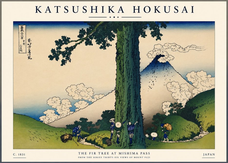 Katsushika Hokusai The Fir Tree at Mishima Pass No7 - Poszter
