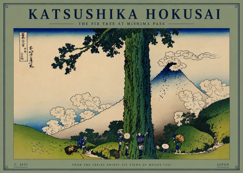 Katsushika Hokusai The Fir Tree at Mishima Pass No8 - Poszter
