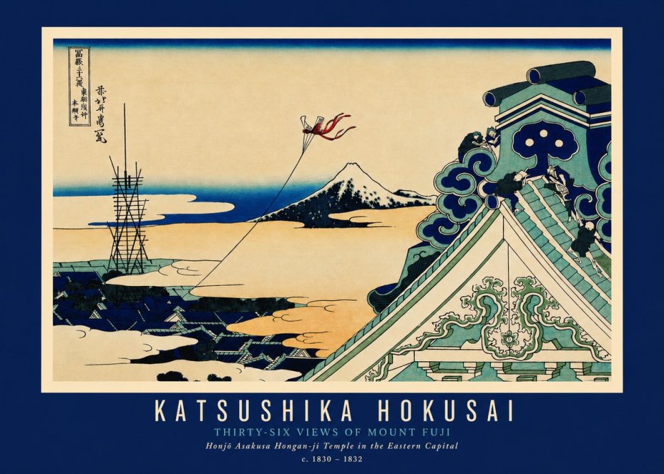 Katsushika Hokusai Honjo Asakusa Hongan-ji Temple in the Eastern Capital No3 - Poszter