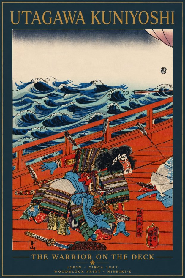 Utagawa Kuniyoshi The Warrior on the Deck No5 - Poszter