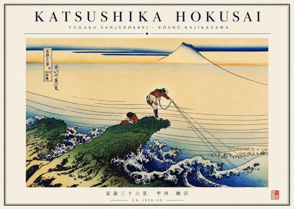 Katsushika Hokusai Fugaku Sanjūrokkei - Kōshū Kajikazawa No4 - Poszter