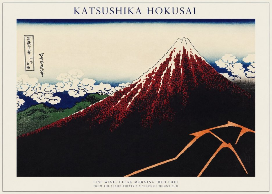 Katsushika Hokusai Fine Wind, Clear Morning (Red Fuji) II No1 - Poszter