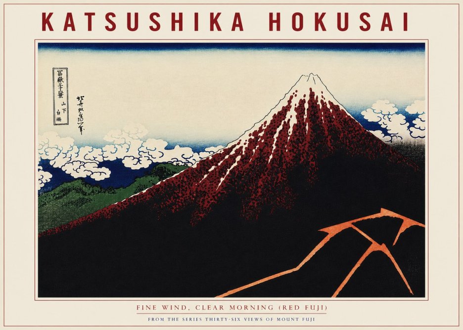 Katsushika Hokusai Fine Wind, Clear Morning (Red Fuji) II No4 - Poszter